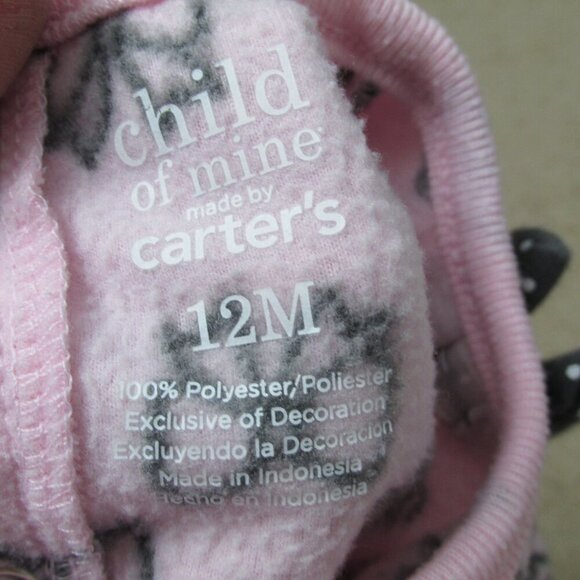Carters Child of Mine Pullover Shirt Girls Size 12M Pink Black Bows Long Sleeve - Picture 3 of 4